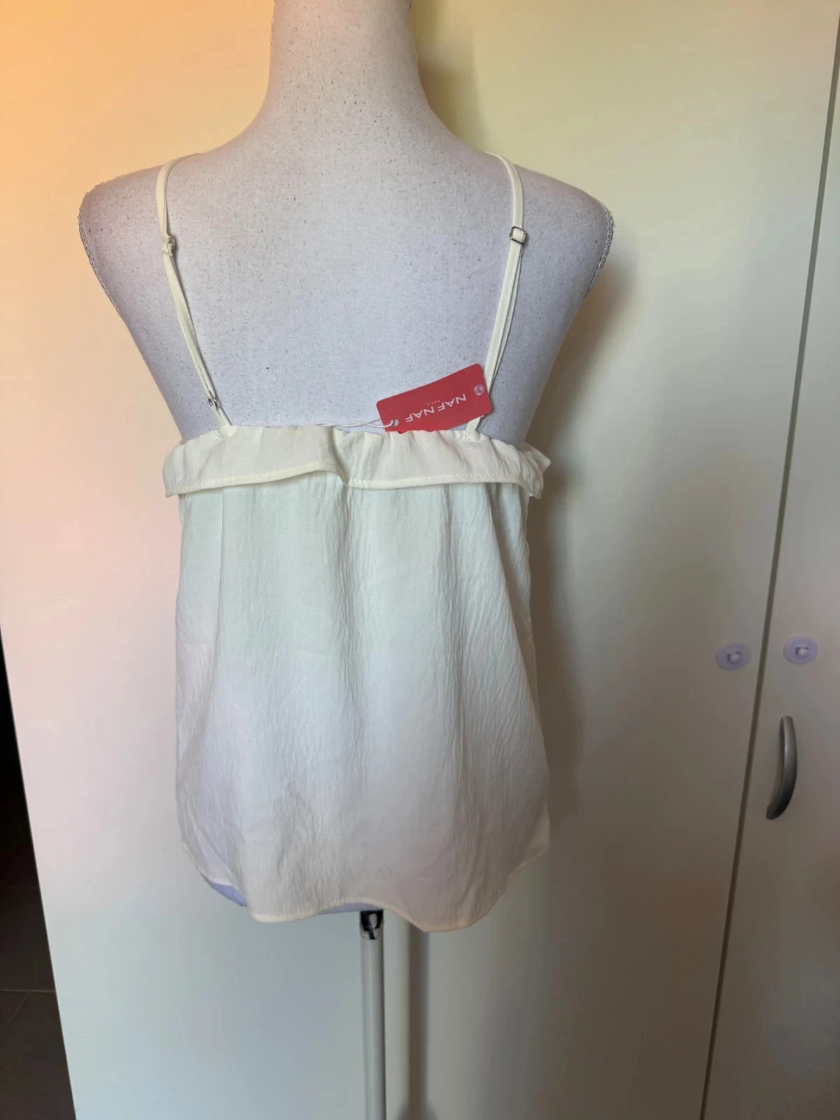 Nafnaf ruffled detail and refined neckline white top Size 36 – photo 3